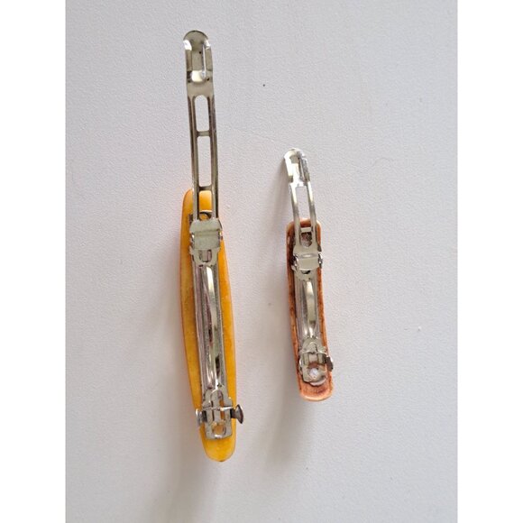 Set Of 4 Vtg Hair Barrettes Gold Black White Rhinestones Amber Tortoise Shell - Picture 8 of 10